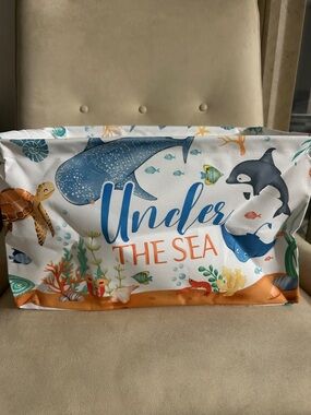 Under The Sea Ocean Print Storage Bag - Blue & Orange